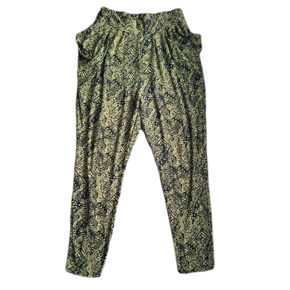 Y2K Eye Candy High Waist Jogger Stretch Pants Size 1X Draped Pockets Neon Yellow